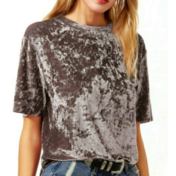 Boutique Tops - Crushed Velvet Tee Style Top